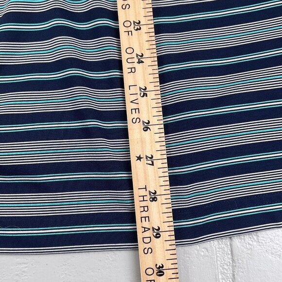 Chaps Shirt Mens XLarge Blue‎ Turquoise White Stripe Polo Knit Casual Sport Golf - Picture 7 of 8